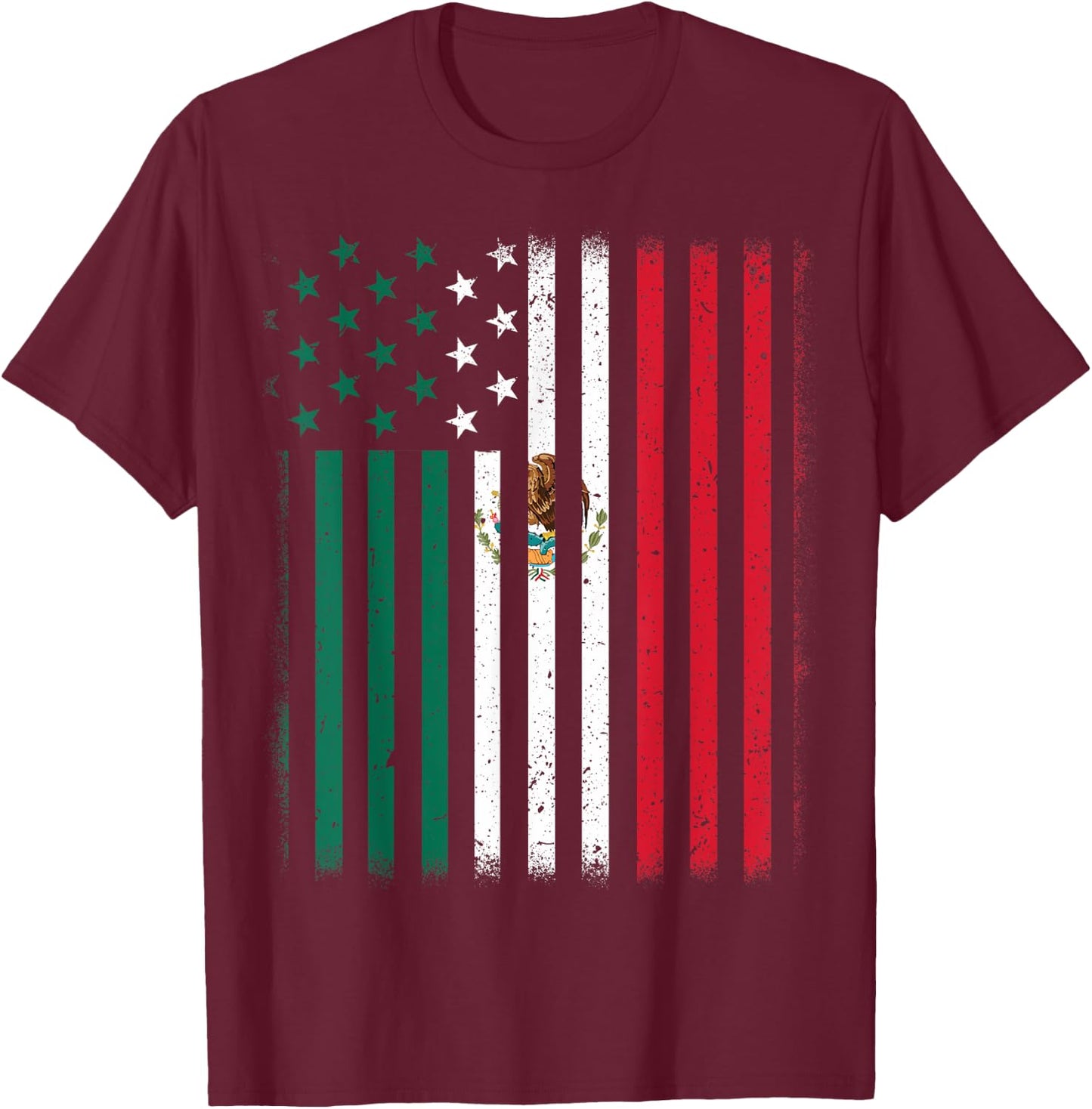 Mexican American Flag Kids Men Women Mexico Independence Day T-Shirt - T-Shirt | Maroon