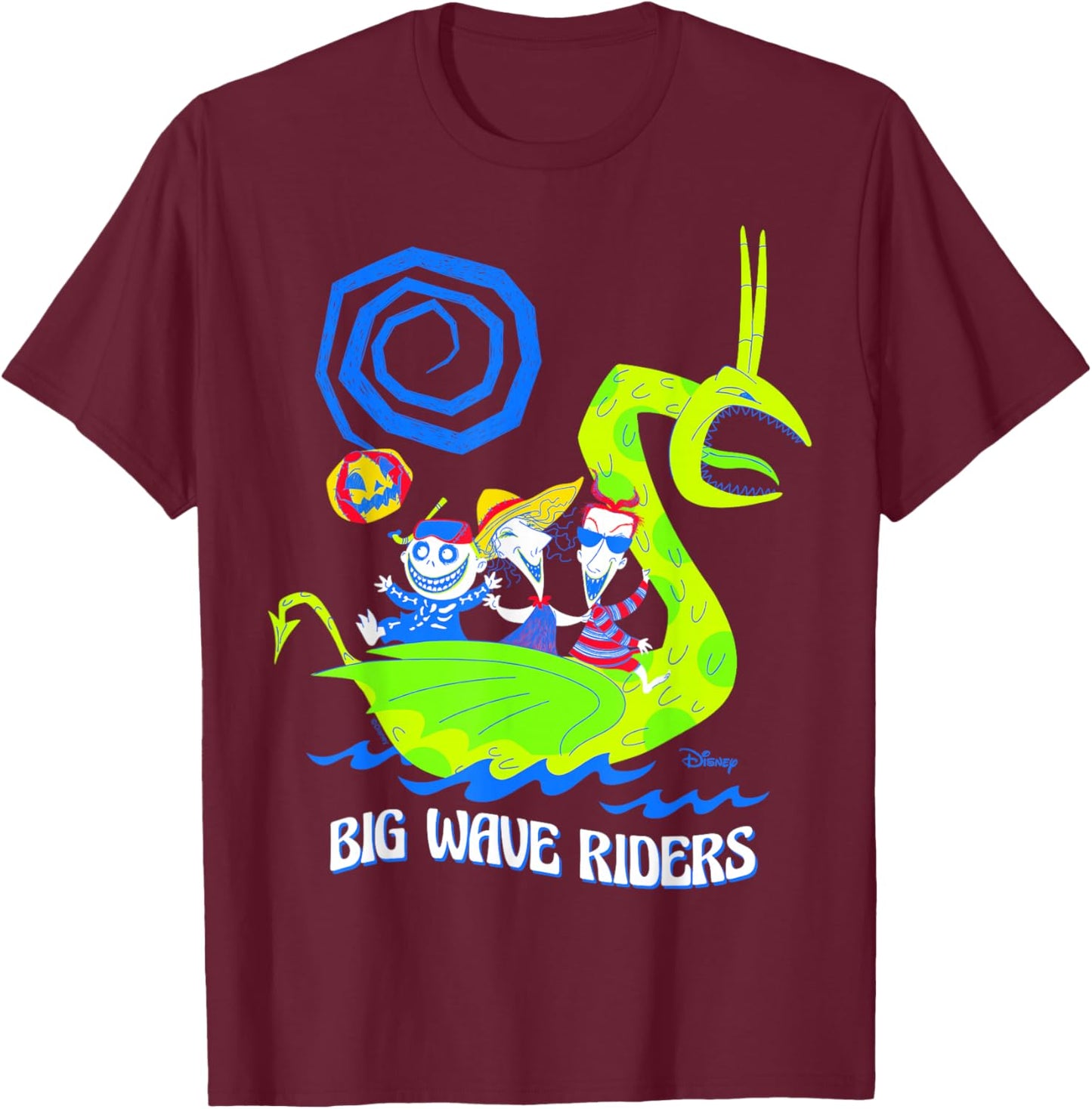 The Nightmare Before Christmas - Shock Lock Barrel Riders T-Shirt - T-Shirt | Maroon