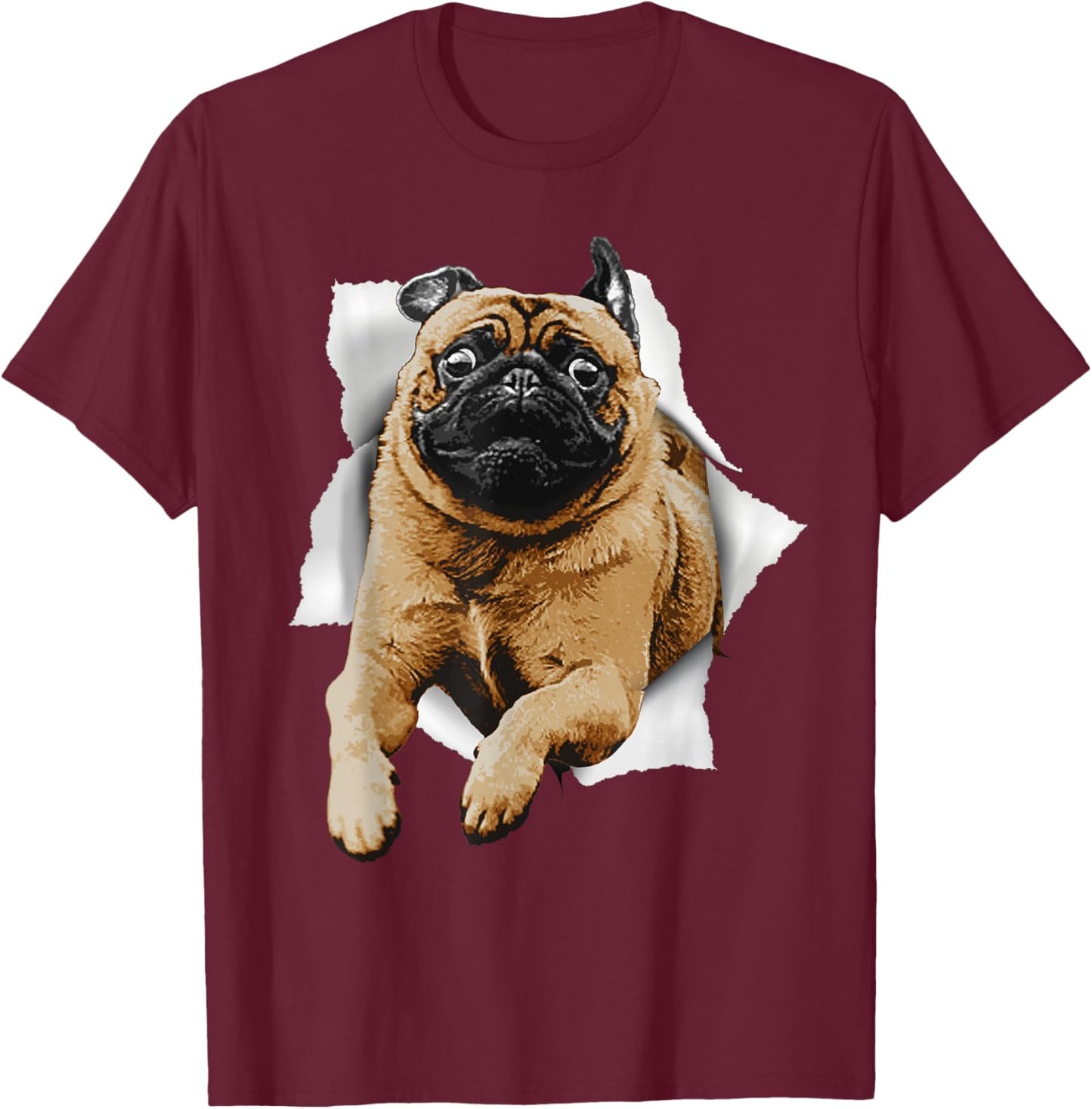 Cute Pug Design Women Kids Pet Dog Breed Pug Lovers T-Shirt - T-Shirt | Maroon