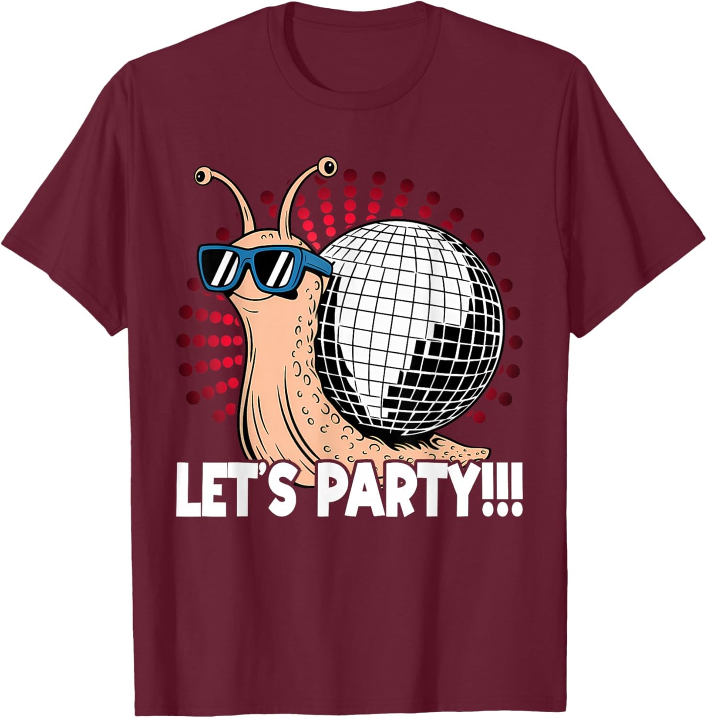 Snail Disco Lover - Party - Disco Ball T-Shirt - T-Shirt | Maroon