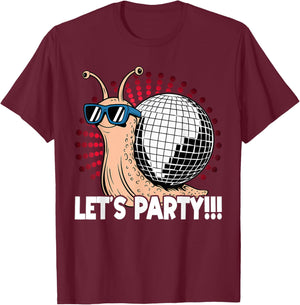Snail Disco Lover - Party - Disco Ball T-Shirt - T-Shirt | Maroon