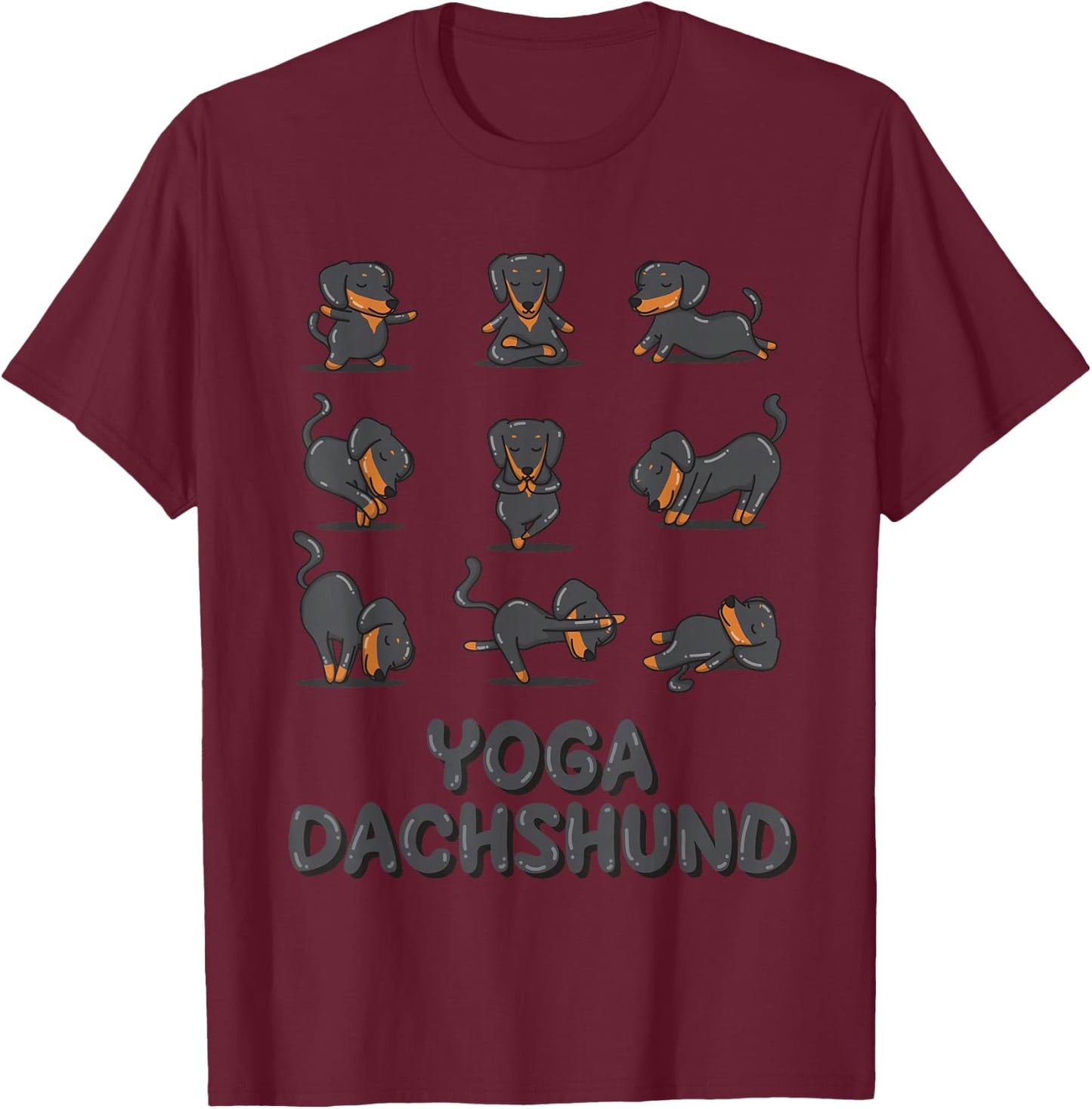 Dachshund Yoga Shirt Weiner Meditation Zen Yoga Dog Lover T-Shirt - T-Shirt | Maroon