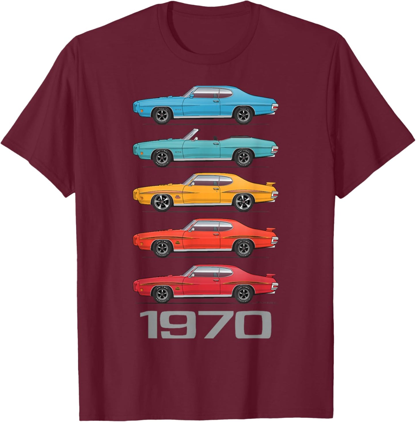 1970 70 GTO Classic Car Old School Muscle Car T-Shirt - T-Shirt | Maroon