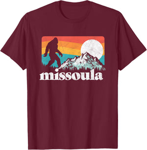 Missoula Montana Retro Bigfoot Mountains T-Shirt - T-Shirt | Maroon