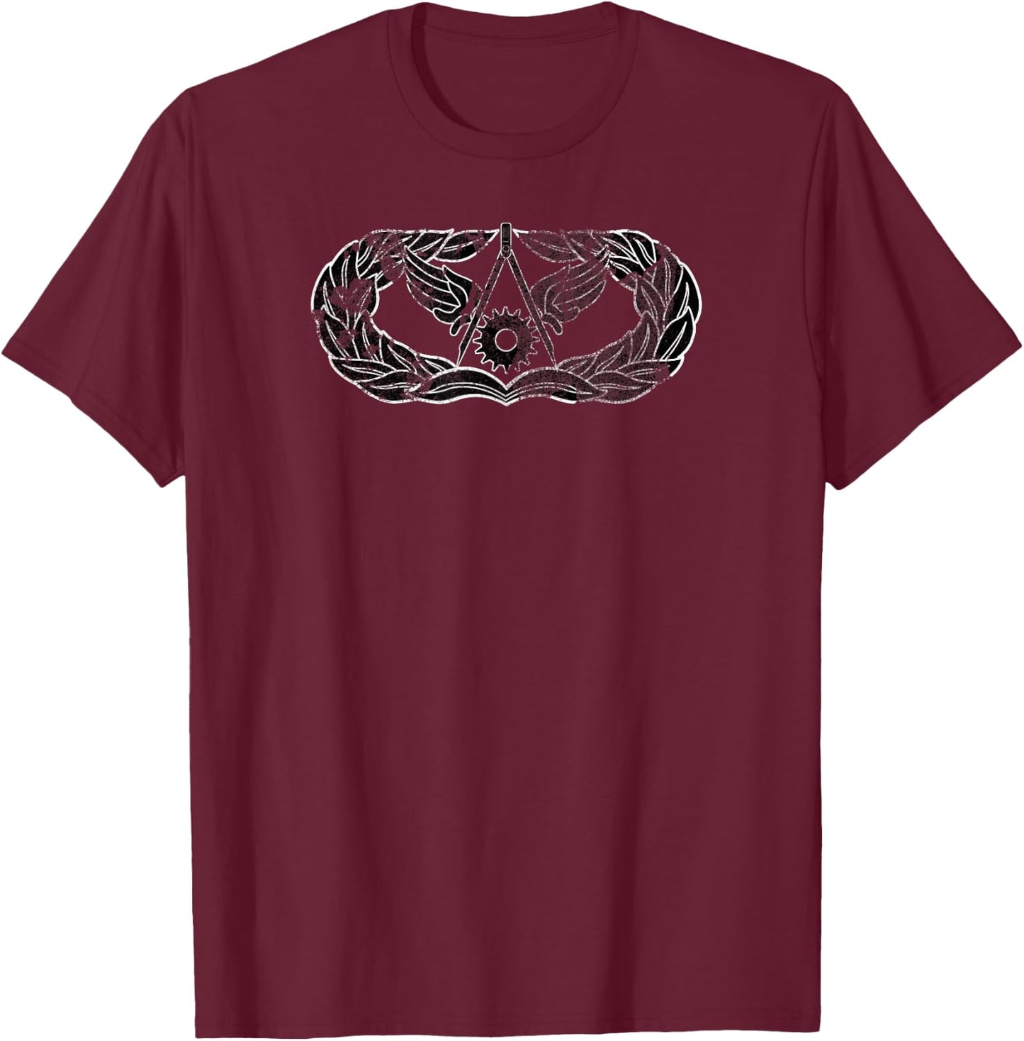 Distressed Air Force Civil Engineer Badge T-Shirt - T-Shirt | Maroon