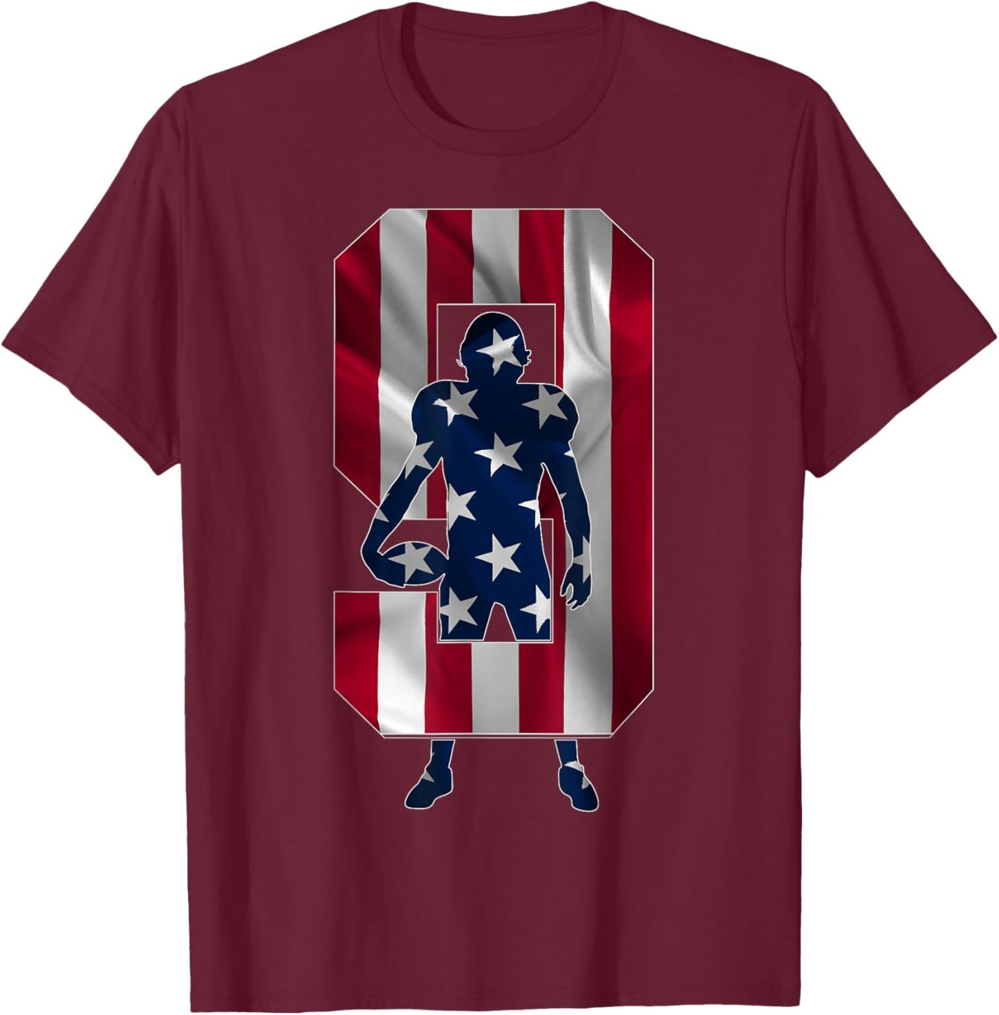Number 9 Years Football 9th Birthday T-Shirt - T-Shirt | Maroon