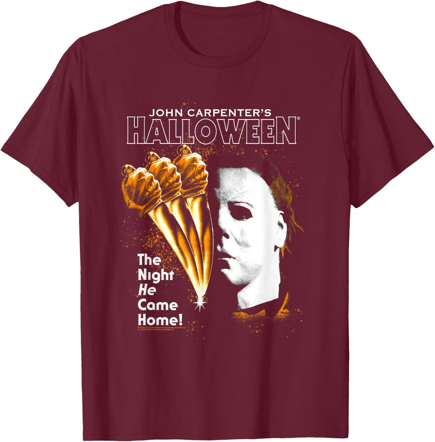 Halloween Moving Knife Poster T-Shirt - T-Shirt | Maroon