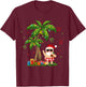 Santa Hawaiian Christmas Palm Tree Lights Xmas T-Shirt - T-Shirt | Maroon