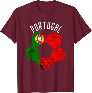 Portugal Flag Portuguese Pride Portuguese Soccer Player Ball T-Shirt - T-Shirt | Maroon
