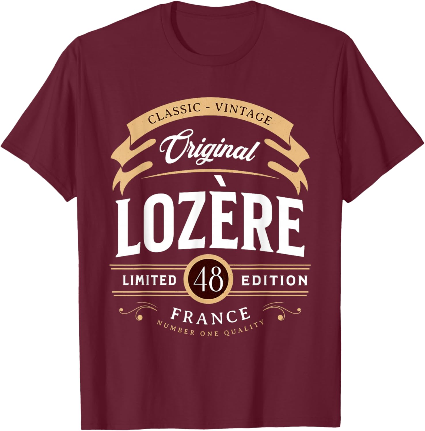 Vintage Lozère France , Black, S T-Shirt - T-Shirt | Maroon