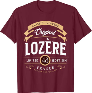 Vintage Lozère France , Black, S T-Shirt - T-Shirt | Maroon