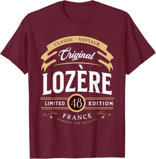 Vintage Lozère France , Black, S T-Shirt - T-Shirt | Maroon