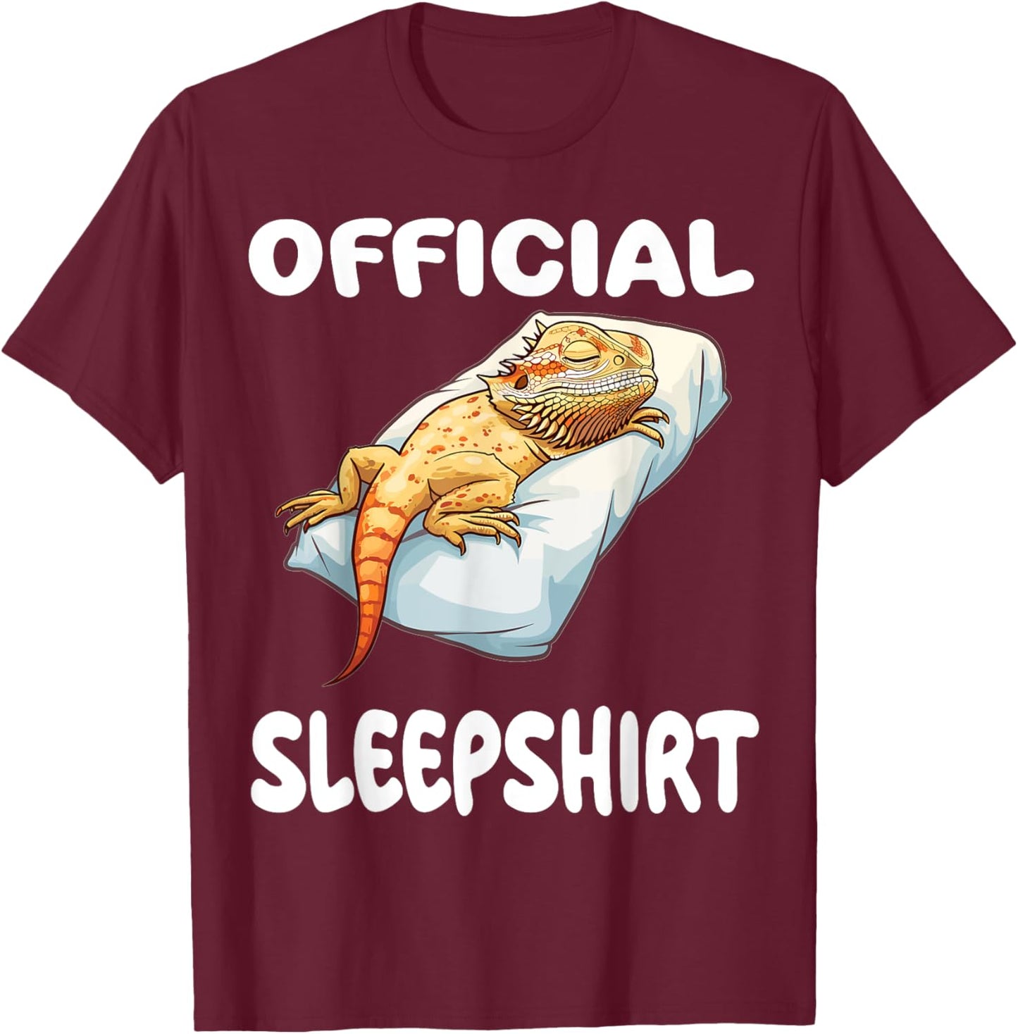 Bearded Dragon Official Sleepshirt Pajamas Nightgown T-Shirt - T-Shirt | Maroon