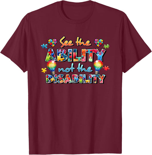 Autism Awareness Heart for Friends and Family T-Shirt - T-Shirt | Maroon