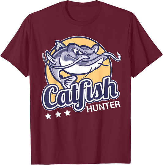Catfish Hunter for Catfishing Anglers T-Shirt - T-Shirt | Maroon