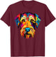 Airedale Terrier Mom Colorful Dog Face Cute Puppy Art T-Shirt - T-Shirt | Maroon
