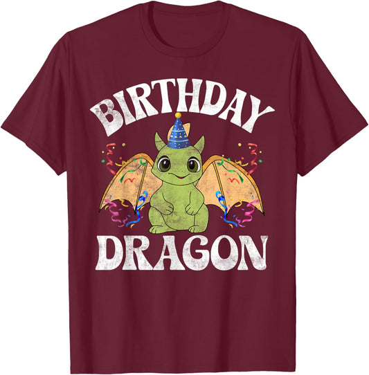 Birthday Dragon T-Shirt - T-Shirt | Maroon