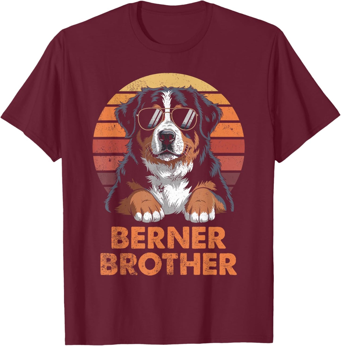 Cool Retro Bernese Mountain Brother Funny Vintage Dog Owner T-Shirt - T-Shirt | Maroon