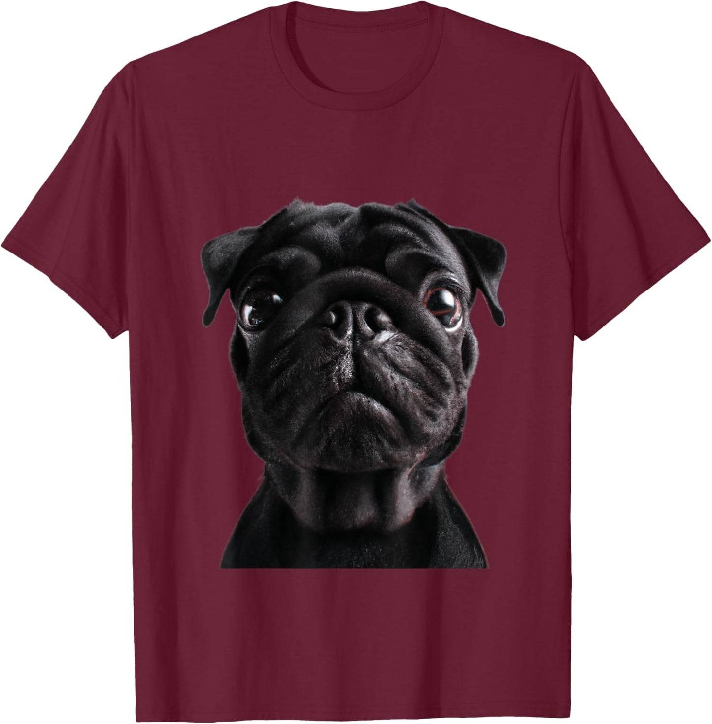 Pug Face for Dog Mom Dad Dad Funny Cute Black Pug Women Kids T-Shirt - T-Shirt | Maroon