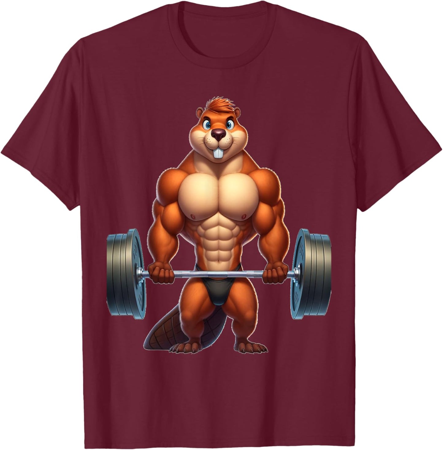 Athletic Beaver Gym Beaver Exercising Beaver T-Shirt - T-Shirt | Maroon