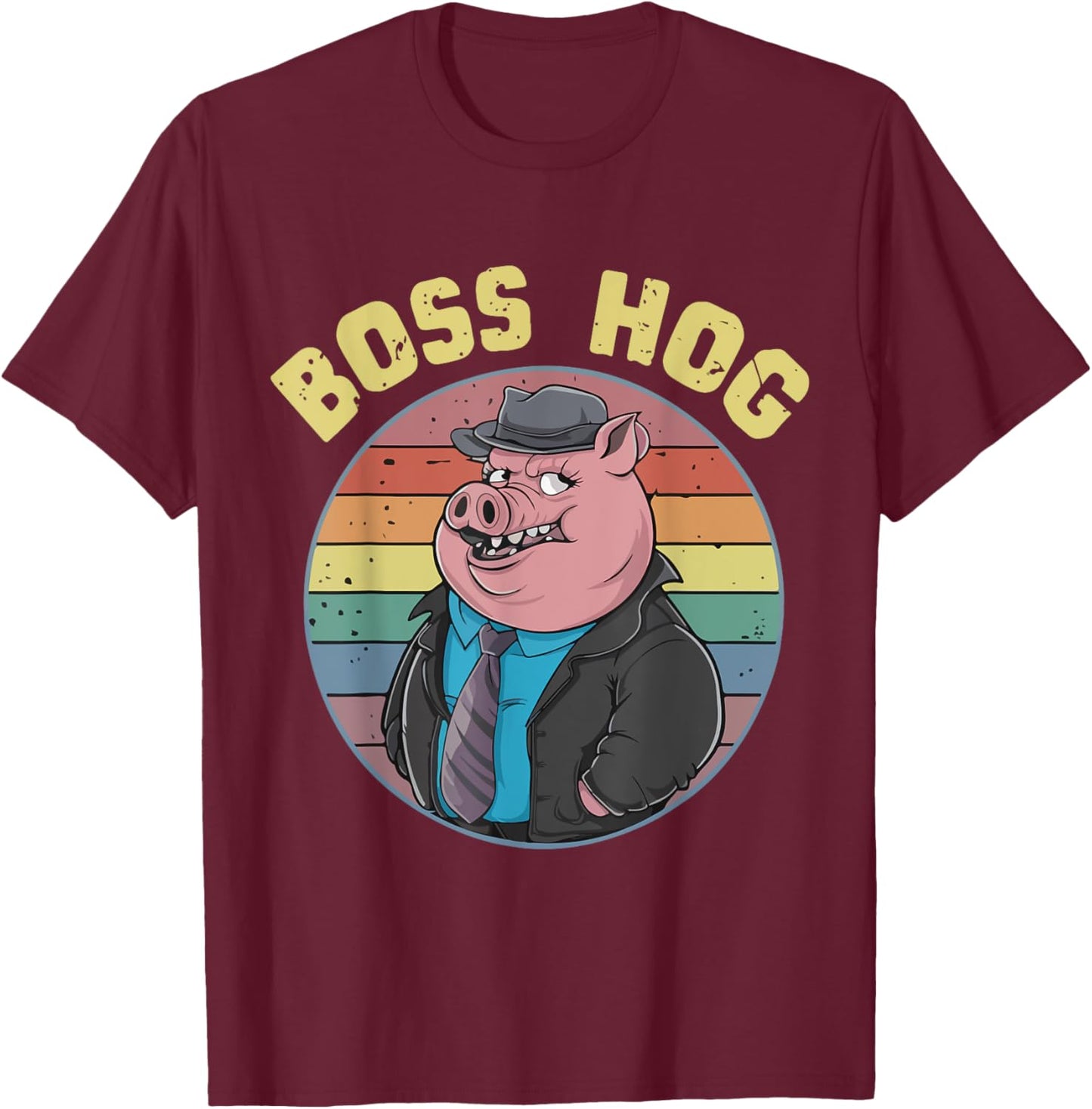 Hog Boss Funny Swine Costume Animal Cool Pigs Humor T-Shirt - T-Shirt | Maroon