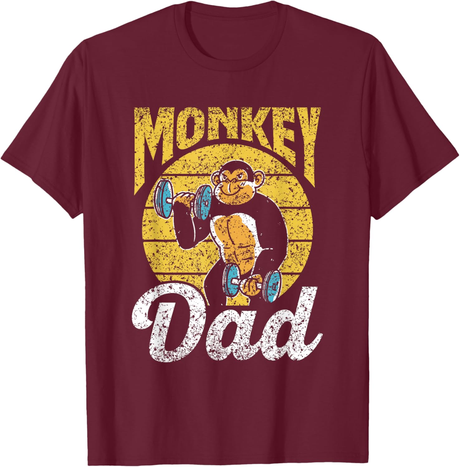 Monkey Dad Animal Monkeys Saying Lover Father Daddy Papa T-Shirt - T-Shirt | Maroon
