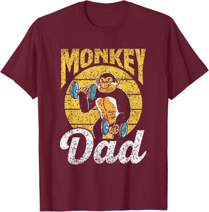 Monkey Dad Animal Monkeys Saying Lover Father Daddy Papa T-Shirt - T-Shirt | Maroon