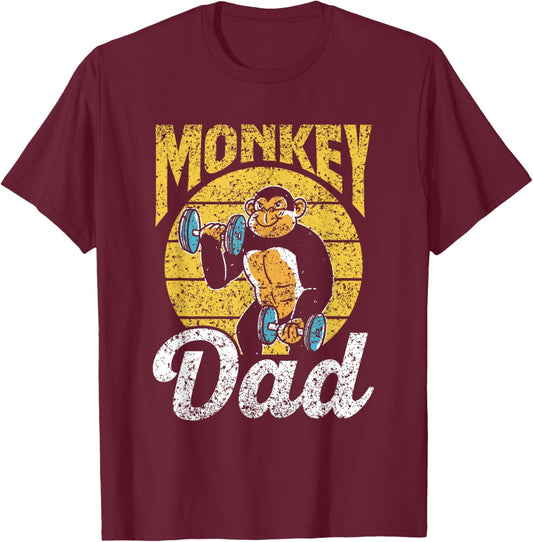 Monkey Dad Animal Monkeys Saying Lover Father Daddy Papa T-Shirt - T-Shirt | Maroon