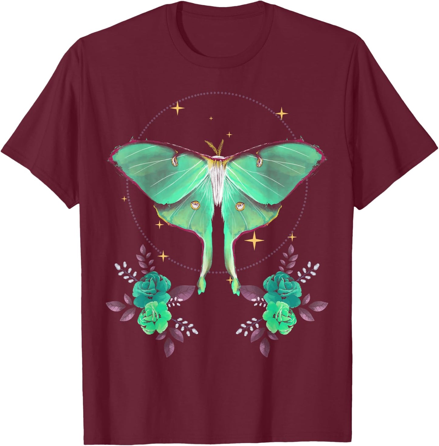 Cute Luna Moth Beautiful Butterfly Insect Lover Themed T-Shirt - T-Shirt | Maroon