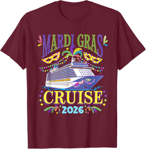 Mardi Gras Cruise 2026 Ship Family Matching Trip New Orleans T-Shirt - T-Shirt | Maroon