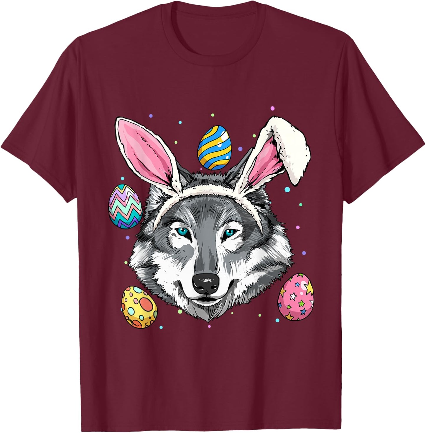 Easter Bunny Wolf Funny Easter Wolf T-Shirt - T-Shirt | Maroon
