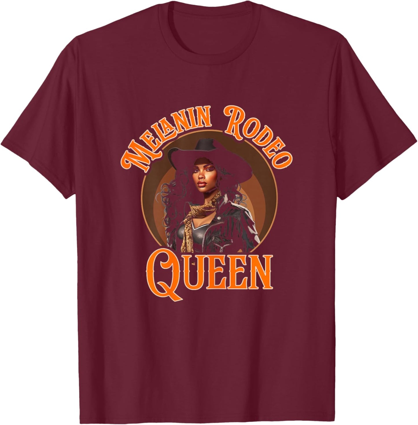 Melanin Rodeo Queen Bronc Riding African American T-Shirt - T-Shirt | Maroon