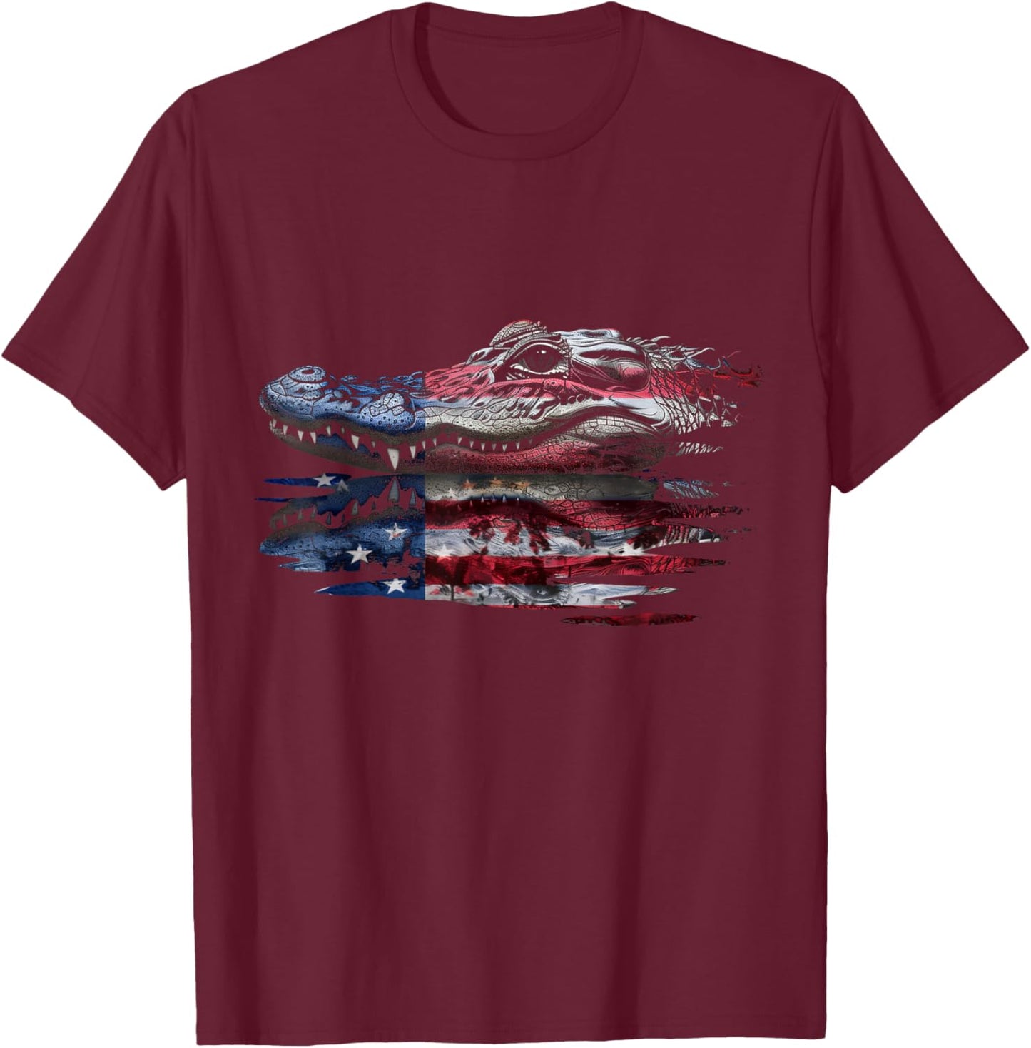 Alligator American Flag Gator Hunter Reptile Patriotic T-Shirt - T-Shirt | Maroon