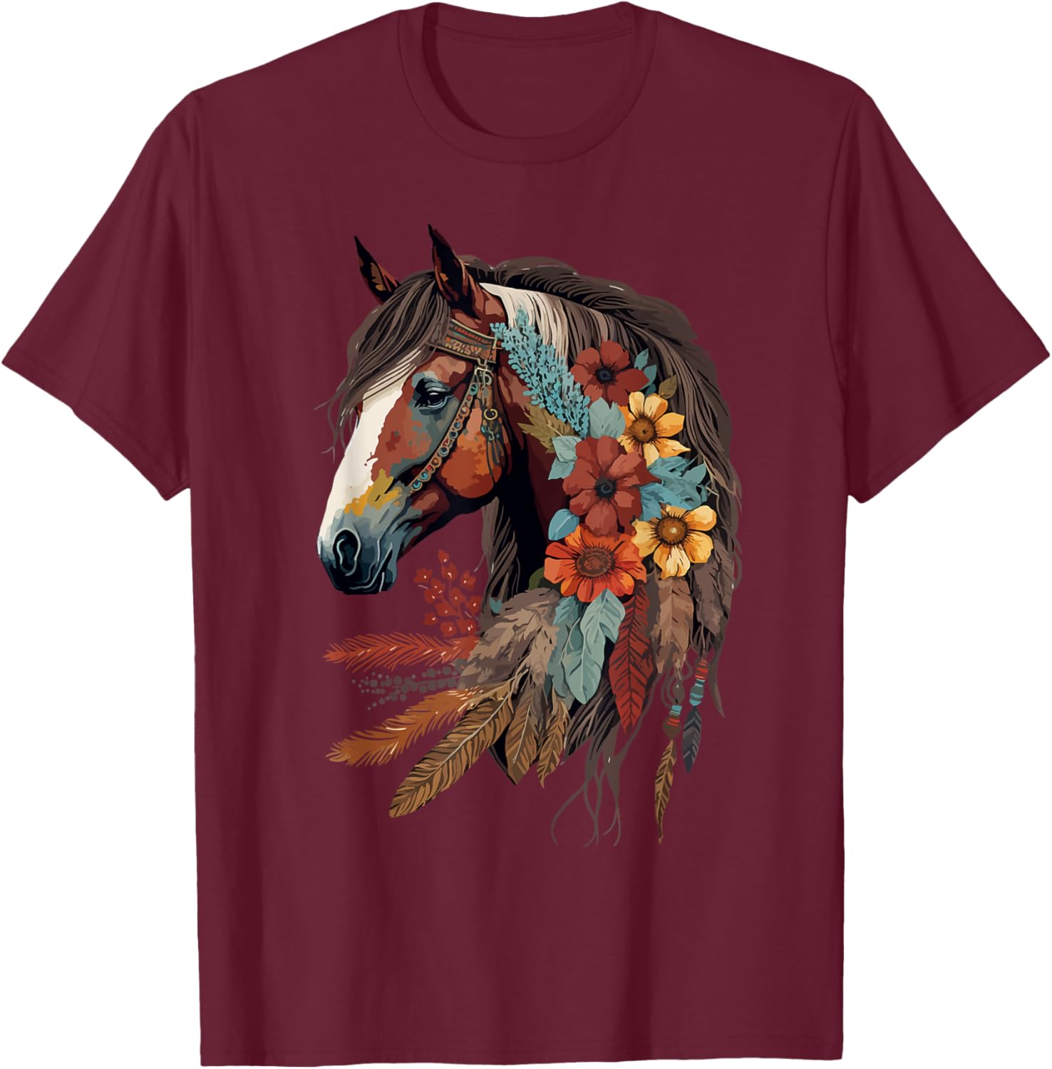 Equestrian Horse Girl Western CowGirl Horseback Riding Theme T-Shirt - T-Shirt | Maroon