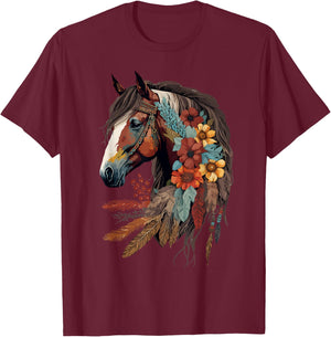Equestrian Horse Girl Western CowGirl Horseback Riding Theme T-Shirt - T-Shirt | Maroon