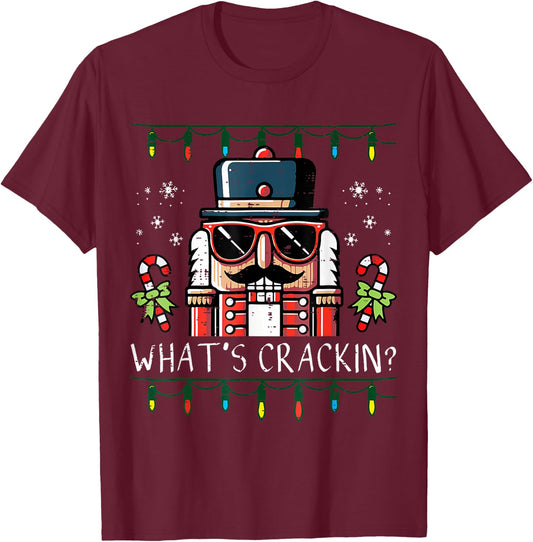 Christmas Nutcracker What's Crackin Men Women Kids T-Shirt - T-Shirt | Maroon