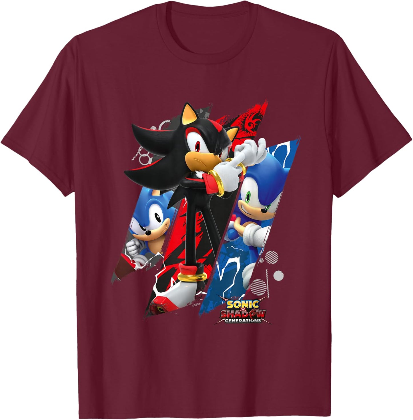 Sonic the Hedgehog, Sonic X Shadow Generations - Trio T-Shirt - T-Shirt | Maroon