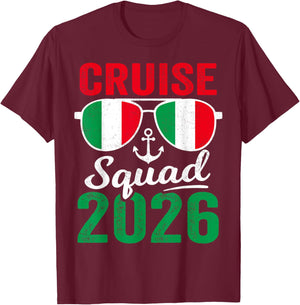 Italy Cruise Squad 2026 Summer Vacation Matching Family T-Shirt - T-Shirt | Maroon