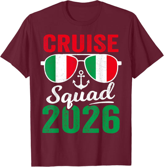 Italy Cruise Squad 2026 Summer Vacation Matching Family T-Shirt - T-Shirt | Maroon