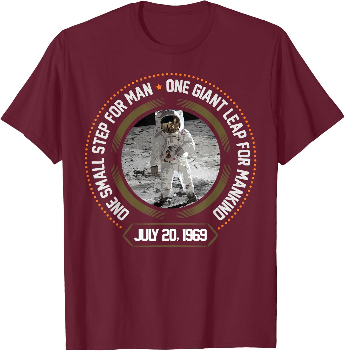 Apollo 11 One Small Step for Man July 1969 Moon Gift T-Shirt - T-Shirt | Maroon