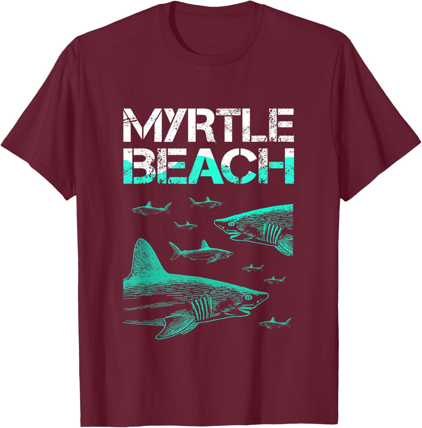 Myrtle Beach Shark Men Women Girls Kids T-Shirt - T-Shirt | Maroon
