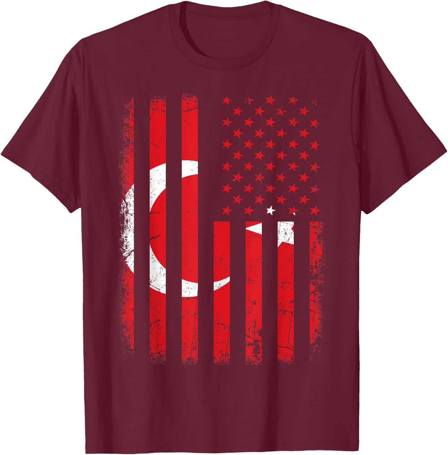 Turkish American Flag Turkey America Pride Heritage T-Shirt - T-Shirt | Maroon
