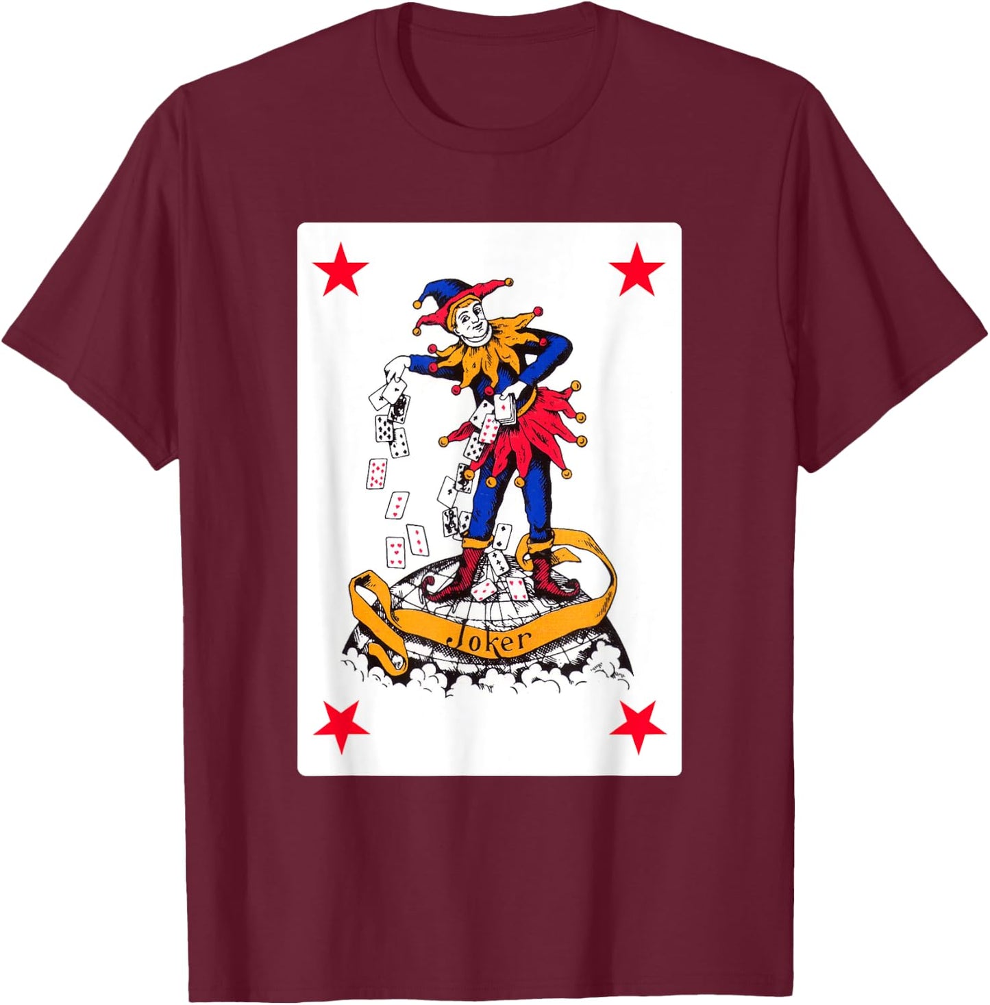 Vintage Joker Playing Card Retro Red Clown Group Costume T-Shirt - T-Shirt | Maroon