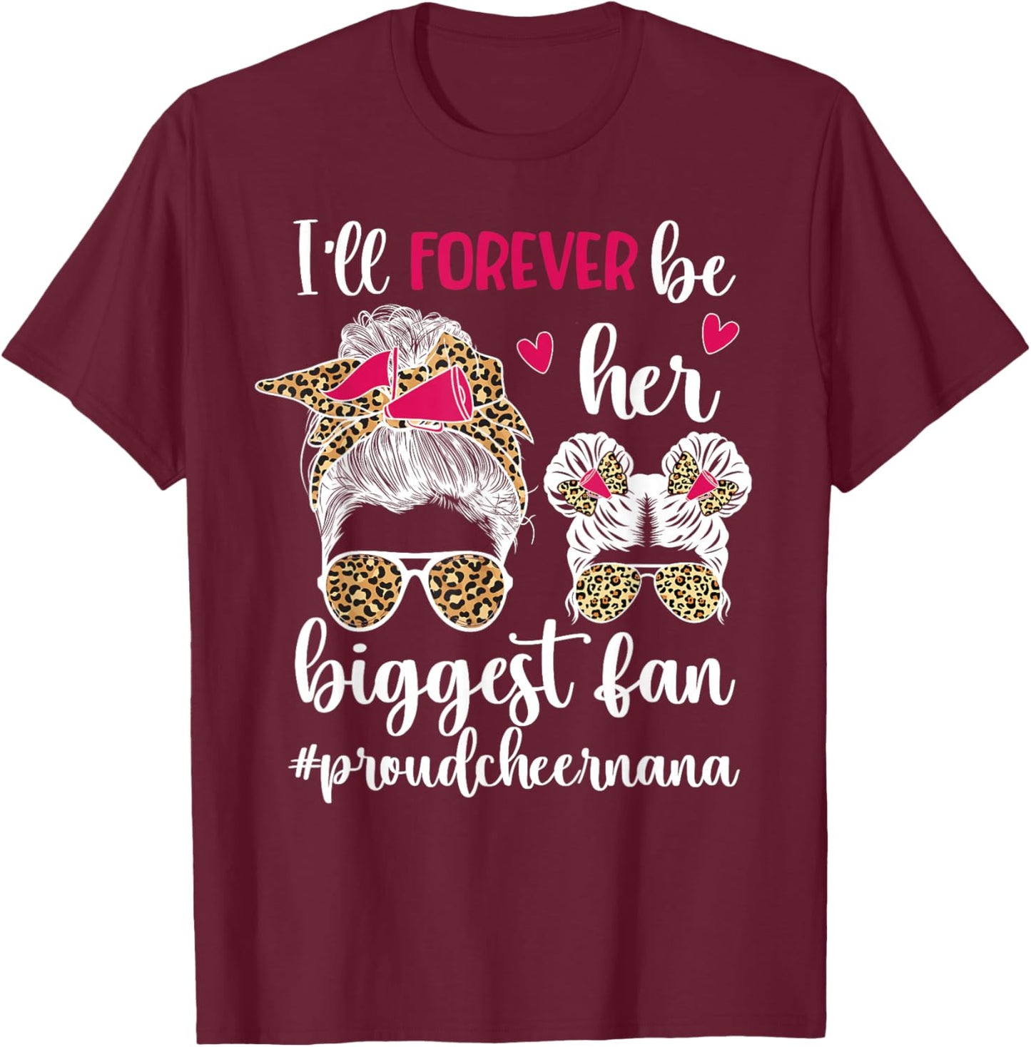 Her Biggest Fan Cheer Nana Grandma of A Cheerleader Nana T-Shirt - T-Shirt | Maroon