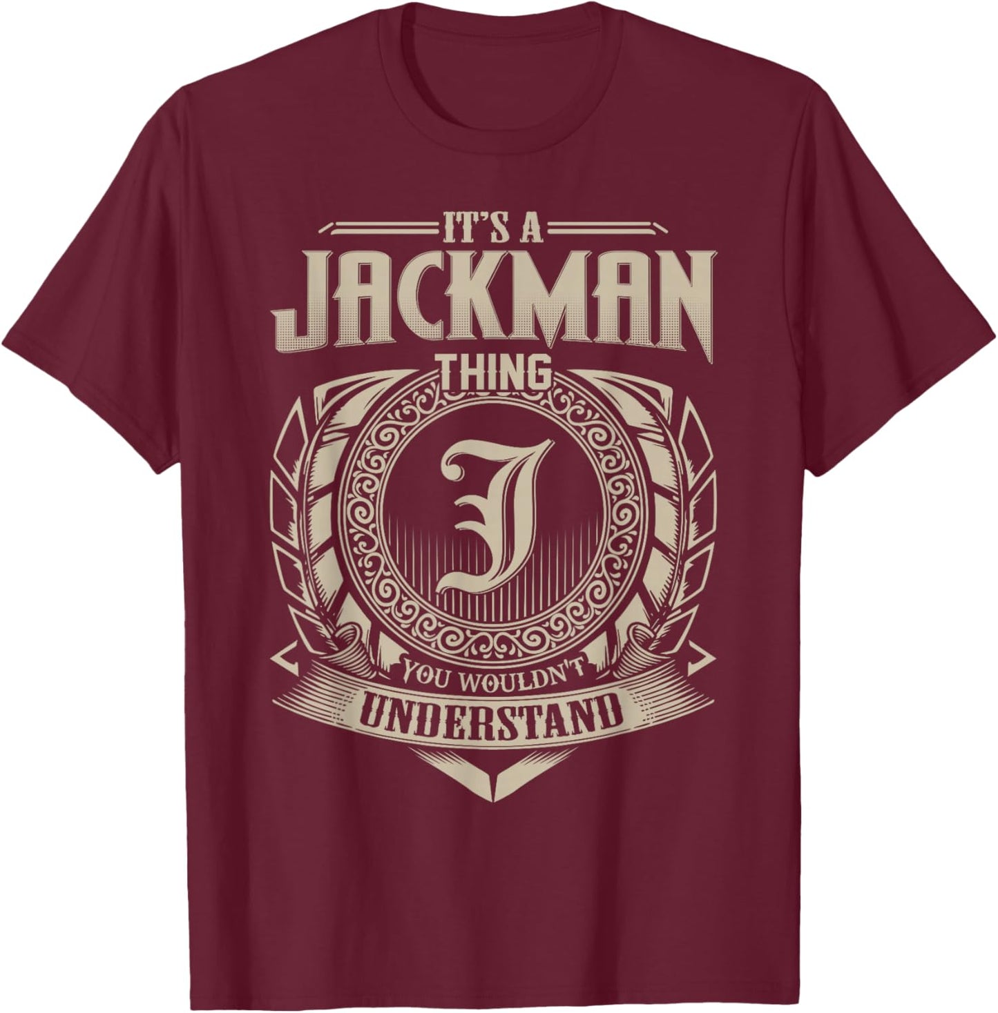 Vintage Classic JACKMAN Family Apparels -Adults Black Small Short Sleeve T-Shirt - T-Shirt | Maroon