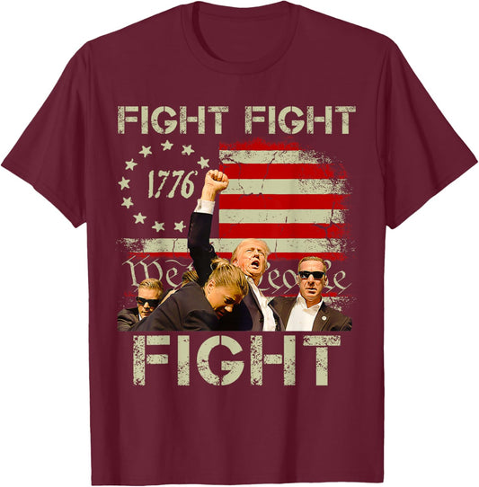 Trump Fight Fight Fight Trump Signals To Americans to Fight T-Shirt - T-Shirt | Maroon