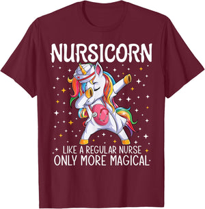 Dabbing Unicorn Nursicorn Funny Nurse Gift women men CNA RN T-Shirt - T-Shirt | Maroon