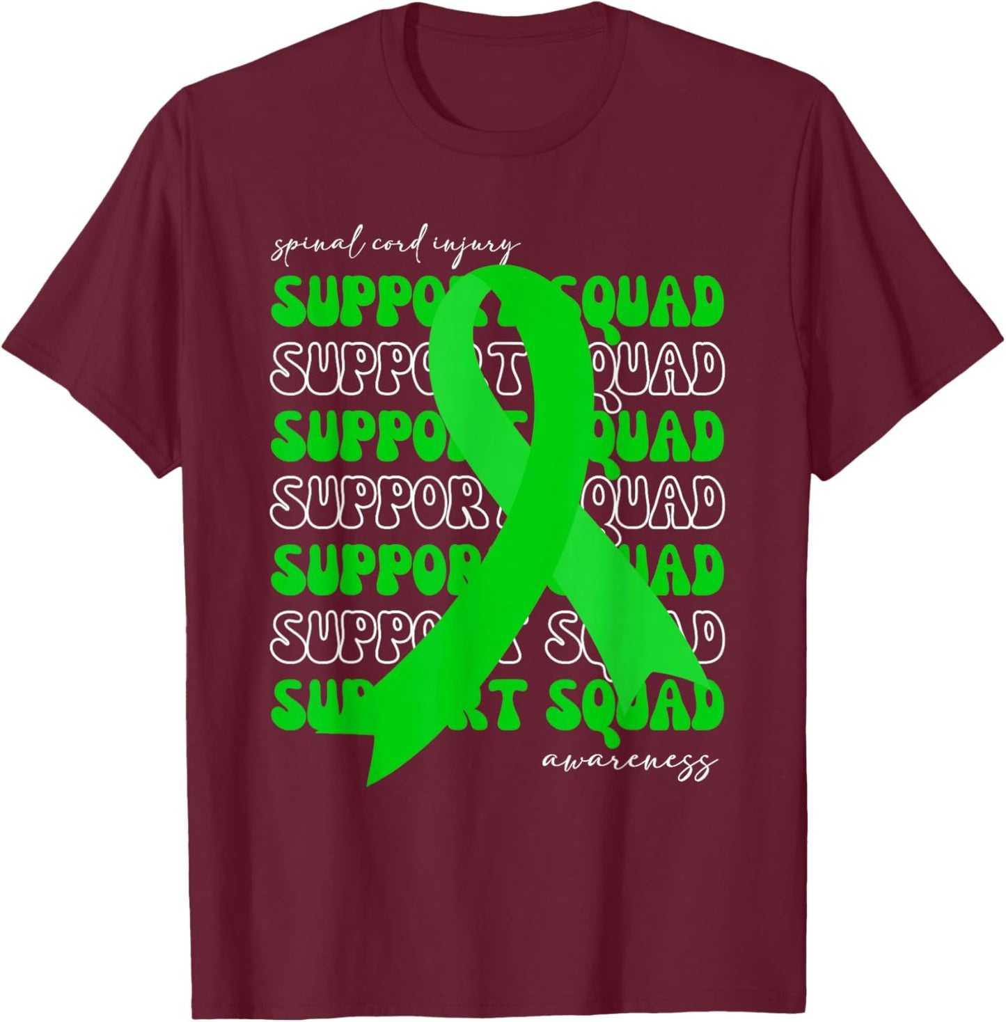 Support Squad Spinal Cord Injury Awareness Ribbon Fighter T-Shirt - T-Shirt | Maroon