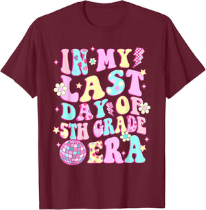 In My Last Day 5th Grade Era Smile Face Last Day of School T-Shirt - T-Shirt | Maroon