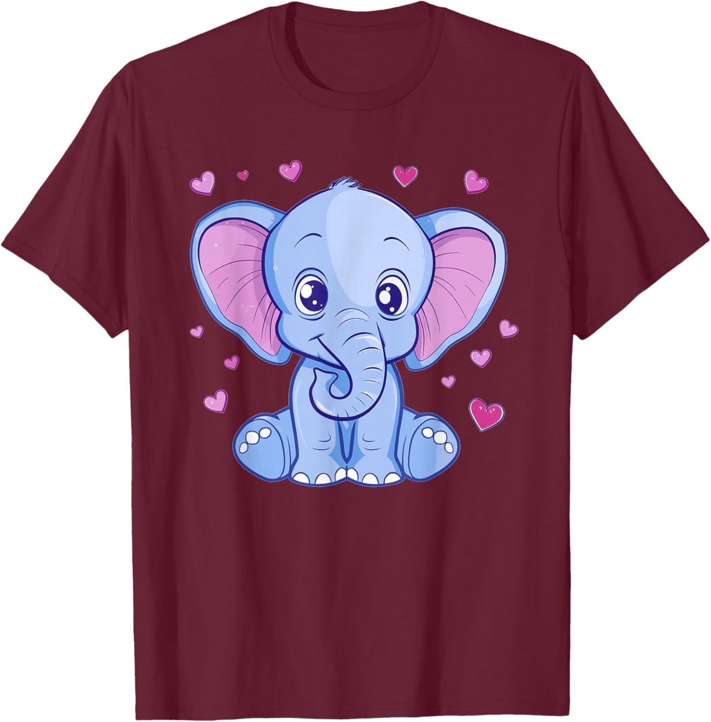 Cute Elephant With Hearts I Kids Elephant T-Shirt - T-Shirt | Maroon